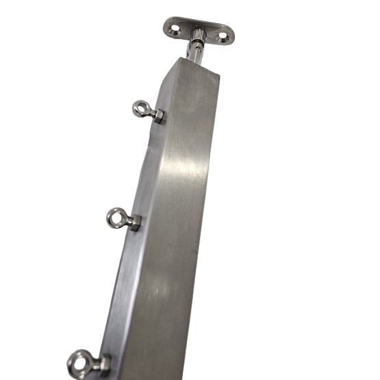 Corner Post with Eye Bolts Cable Railing Stainless Steel 316 Corner Handrail Post for Indoor Outdoor Deck Balcony