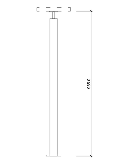 Plain Post 38x38mm post with Base Plate - 985mm